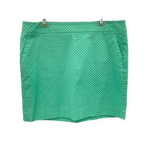 Ann Taylor Skirt Womens 14‎ Green Teal White Polka Dot Madison Skirt Pockets